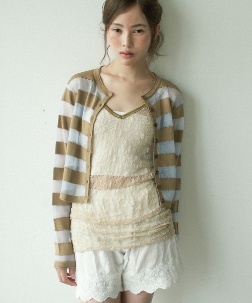 igi シアーボーダーニットカーディガン igi カーディガン SHEER BORDER CARDI / シアーボーダーニット