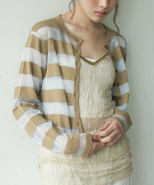igi カーディガン SHEER BORDER CARDI / シアーボーダーニット