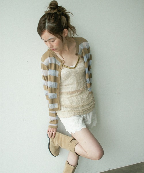 igi シアーボーダーニットカーディガン igi カーディガン SHEER BORDER CARDI / シアーボーダーニット