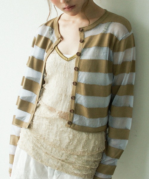 igi カーディガン SHEER BORDER CARDI / シアーボーダーニット
