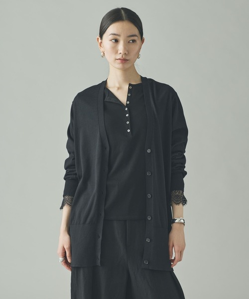 カレンソロジー ストレッチポンチVネック　カーディガン　ブラウン　F カレンソロジー ストレッチポンチVネック カーディガン ブラウン F