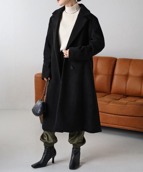 「＆HALF」 「noa-ge」チェスターコート M ブルーグリーン レディース_画像2