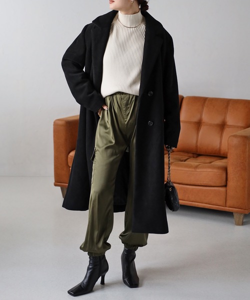 「＆HALF」 「noa-ge」チェスターコート M ブルーグリーン レディース_画像3