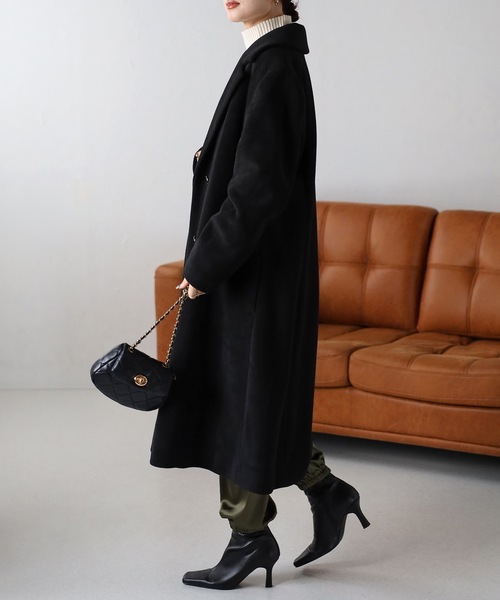 「＆HALF」 「noa-ge」チェスターコート M ブルーグリーン レディース_画像4