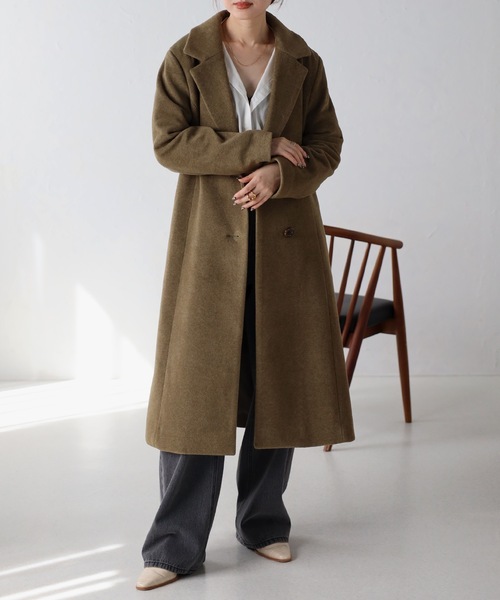 「＆HALF」 「noa-ge」チェスターコート M ブルーグリーン レディース_画像8