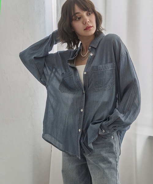 notch. ブラウス シャツ シアーデニムシャツ レディース : ZOZOTOWN
