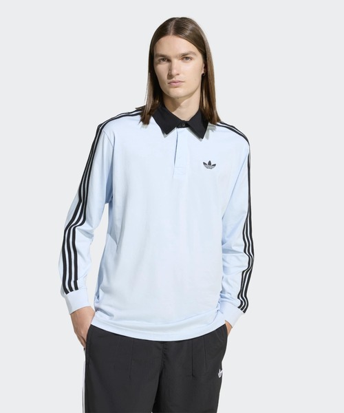 adidas（アディダス） ポロシャツ スリーストライプス ラグビー 長袖