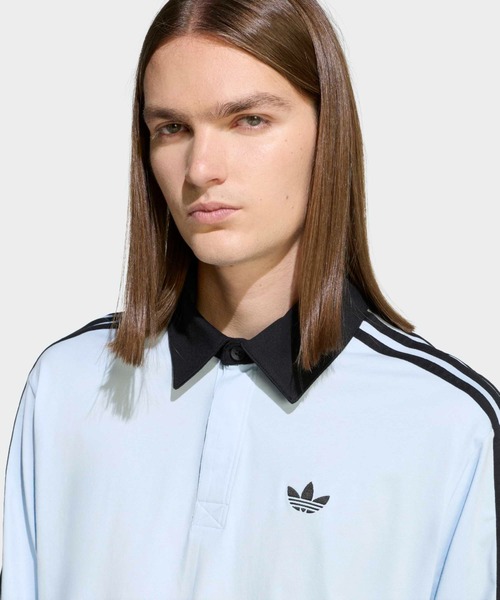 adidas（アディダス） ポロシャツ スリーストライプス ラグビー 長袖
