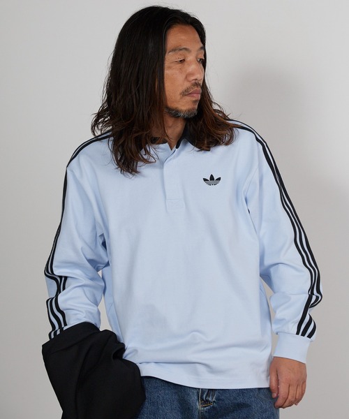 adidas（アディダス） ポロシャツ スリーストライプス ラグビー 長袖
