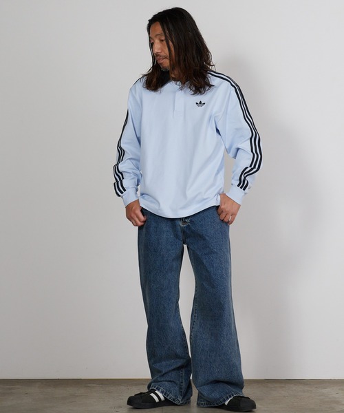 adidas（アディダス） ポロシャツ スリーストライプス ラグビー 長袖