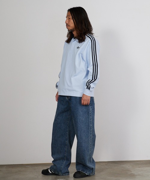 adidas（アディダス） ポロシャツ スリーストライプス ラグビー 長袖
