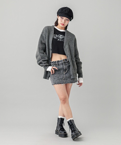 「X-girl」 ニットカーディガン ONE SIZE ブラック レディース_画像3