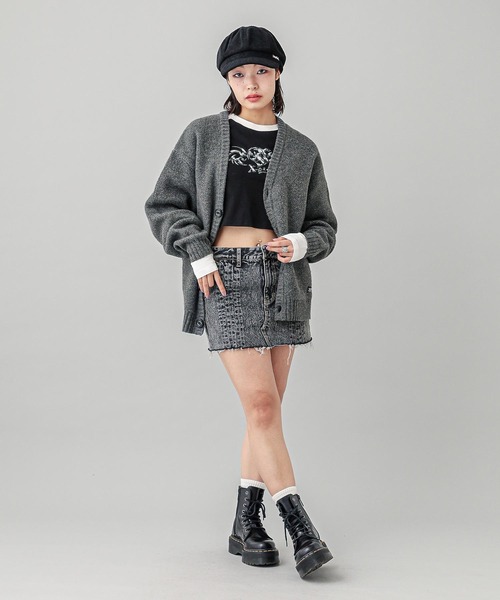 「X-girl」 ニットカーディガン ONE SIZE ブラック レディース_画像6