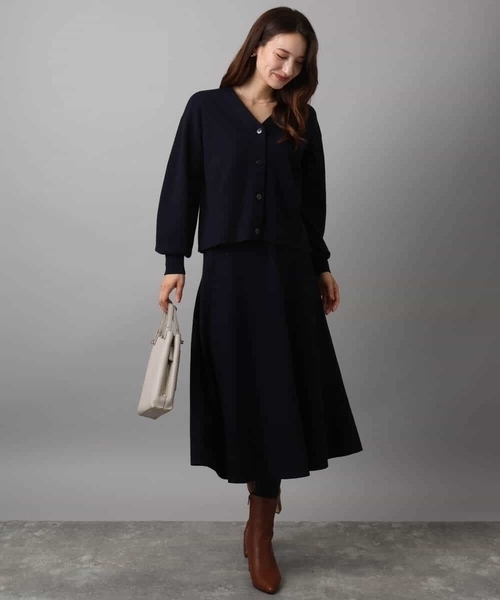「MK MICHEL KLEIN」 ニットスカート 38 ネイビー レディース_画像4