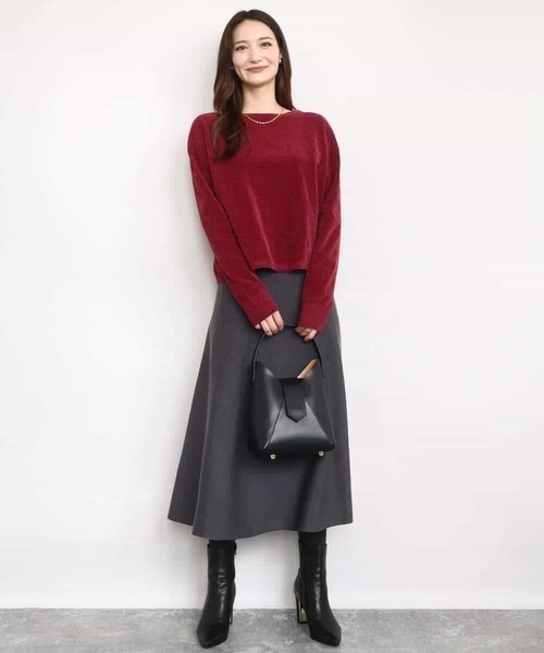 「MK MICHEL KLEIN」 ニットスカート 38 ネイビー レディース_画像5