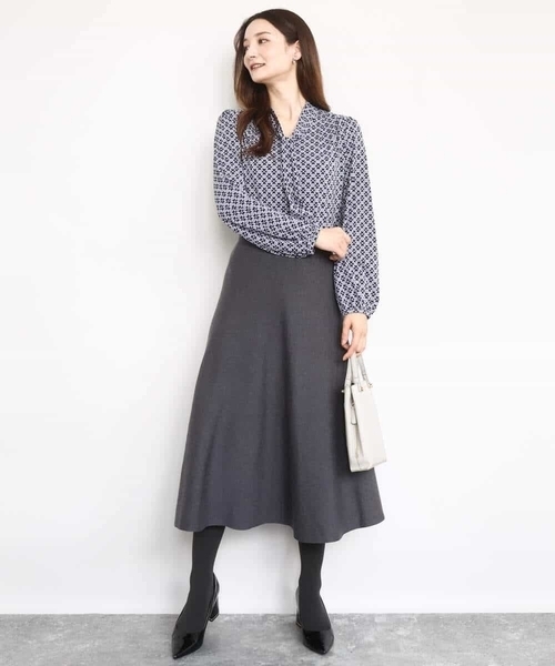 「MK MICHEL KLEIN」 ニットスカート 38 ネイビー レディース_画像9