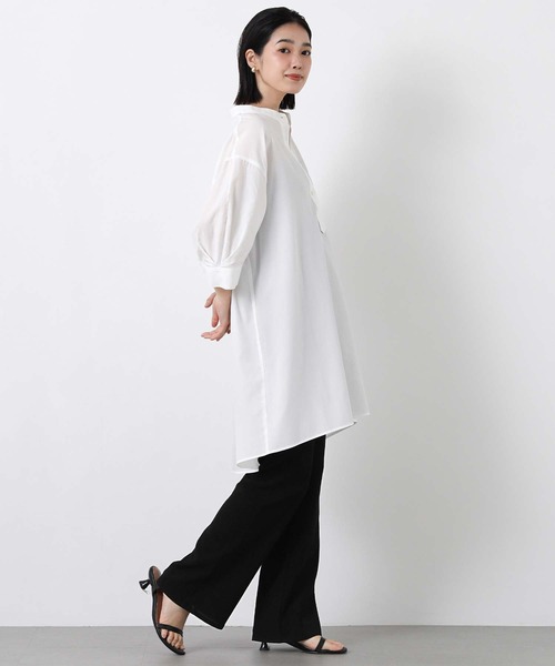 ワイドパンツ パンツ シワ加工カットフレアパンツ レディースの画像