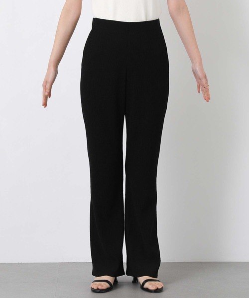 ワイドパンツ パンツ シワ加工カットフレアパンツ レディースの画像