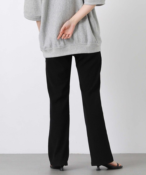 ワイドパンツ パンツ シワ加工カットフレアパンツ レディースの画像
