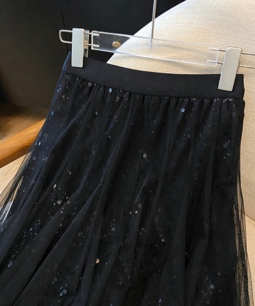 LUCPY スカート スパンコールチュールロングスカート : ZOZOTOWN Yahoo
