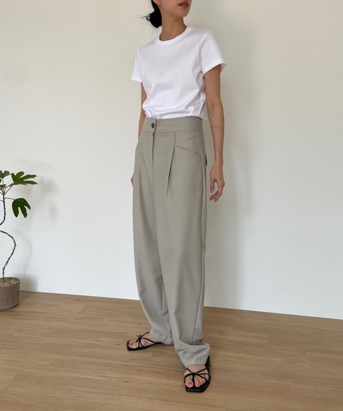 「Didot.showroom」 スラックス S チャコール レディース_画像6
