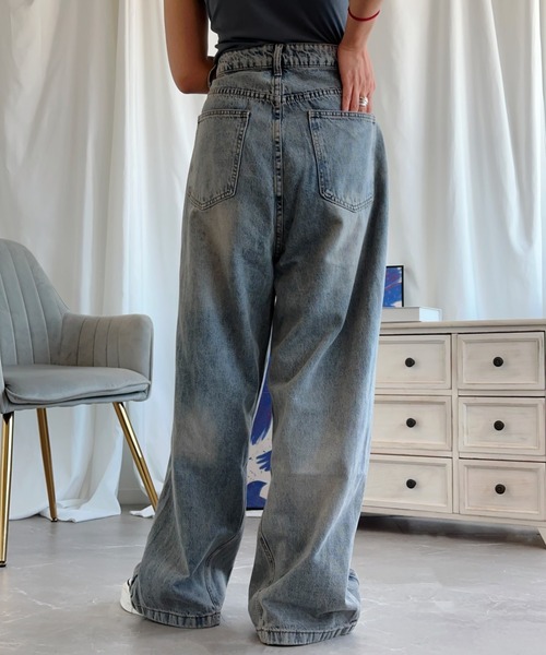 「aimoha」 デニムパンツ SMALL ライトブルー レディース_画像4