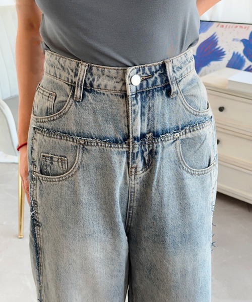 「aimoha」 デニムパンツ SMALL ライトブルー レディース_画像5