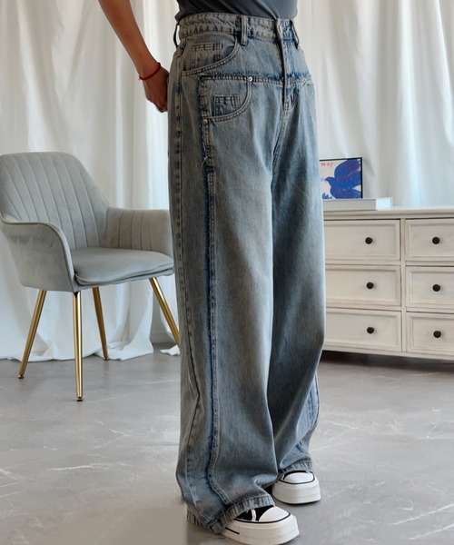 「aimoha」 デニムパンツ SMALL ライトブルー レディース_画像7