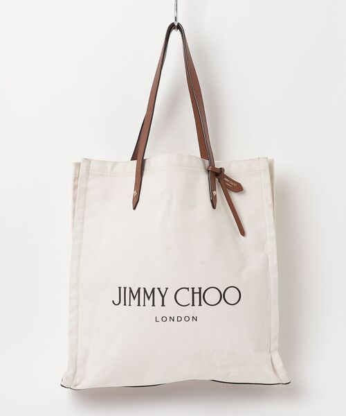 JIMMY CHOO ジミーチュウ キャンバス ロゴ トート バッグ JIMMY CHOO（ジミーチュウ） ロゴ キャンバストートバッグ - ベージュ