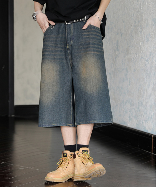 「neos」 デニムハーフパンツ MEDIUM ダークインディゴブルー メンズ_画像9