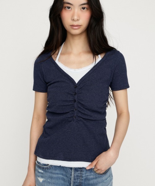 SLY（スライ） tシャツ 半袖 LAYERED LIKE CUT S/S TOPS レイヤード