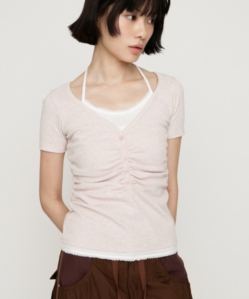 SLY（スライ） tシャツ 半袖 LAYERED LIKE CUT S/S TOPS レイヤード