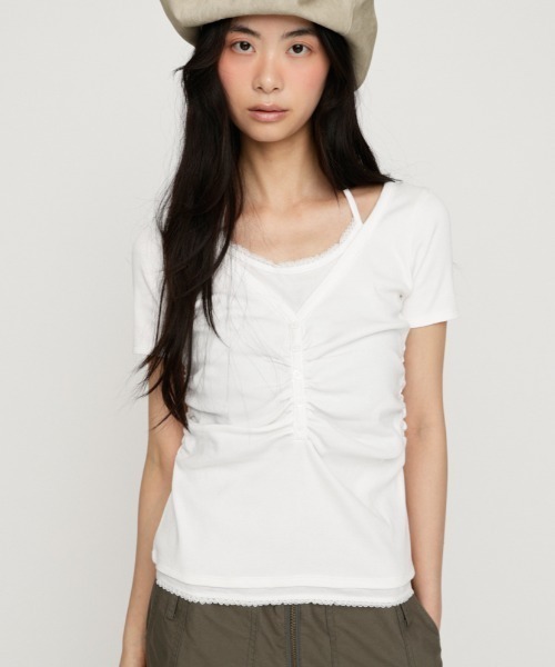 SLY（スライ） tシャツ 半袖 LAYERED LIKE CUT S/S TOPS レイヤード