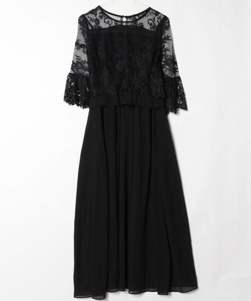 「DRESS PLUS」 7分袖ワンピース S ブラック レディース_画像2