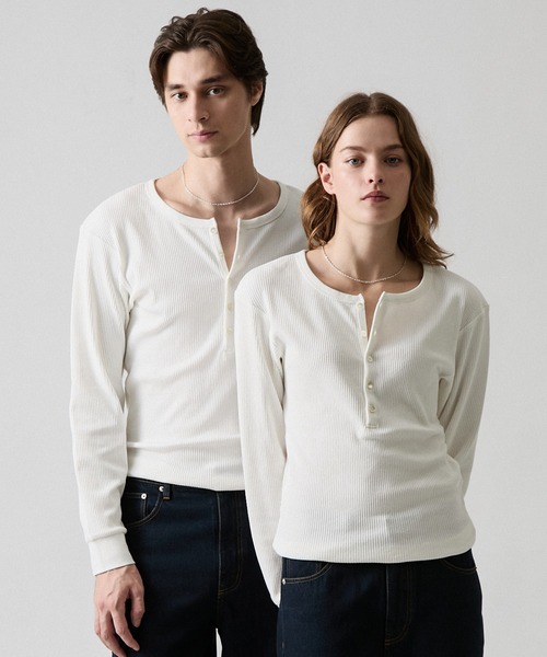 CLEL（クレイル） ヘンリーネック tシャツ 「CLEL」Giza Cotton Ribbed