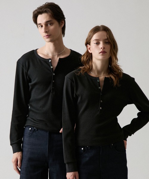 CLEL（クレイル） ヘンリーネック tシャツ 「CLEL」Giza Cotton Ribbed