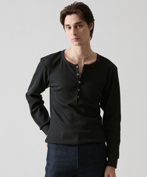 CLEL（クレイル） ヘンリーネック tシャツ 「CLEL」Giza Cotton Ribbed