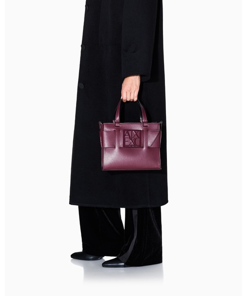 未使用級　23年SS アルマーニエクスチェンジ　ハンドバッグ　レザー　赤 ARMANI EXCHANGE（アルマーニエクスチェンジ）の「【A|X