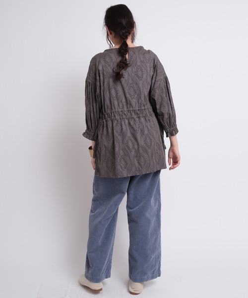 ブラウス シャツ B2631 カットジャガードドロストブラウス レディース RNA-N ブラウス シャツ B2631 カットジャガードドロストブラウス