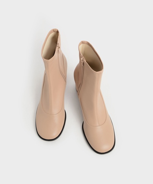 CHARLES ＆ KEITH ブーツ ブロックヒール サイドジップブーツ
