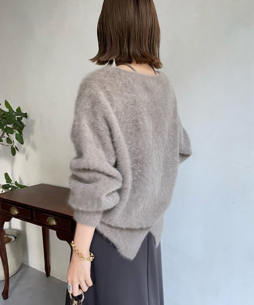DouDou ニット フォックスカシミヤ ボートネックプルオーバー