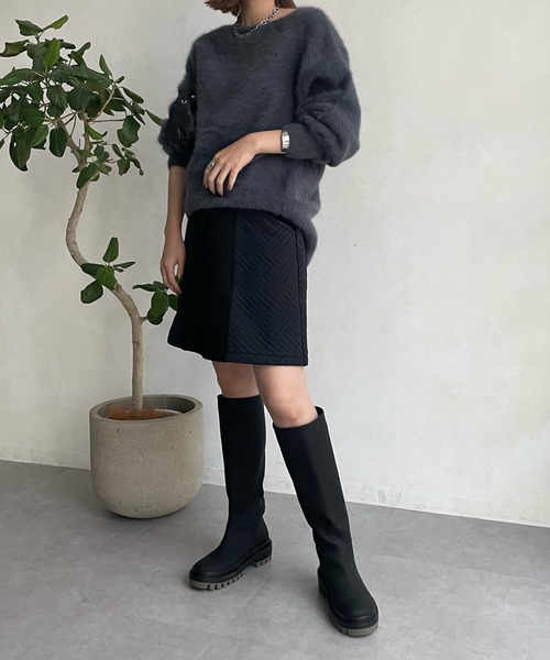 22AW❣️定価23100円 DouDou フォックスカシミヤ ボートネックニット DouDou ニット フォックスカシミヤ ボートネックプルオーバー