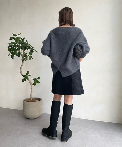 DouDou ニット フォックスカシミヤ ボートネックプルオーバー