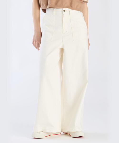 To b. by agnes ジーンズ デニム デニムパンツ ホワイト ワイドパンツ