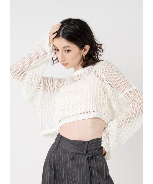 Adoon plain ニット セーター メッシュサマーニット レディース