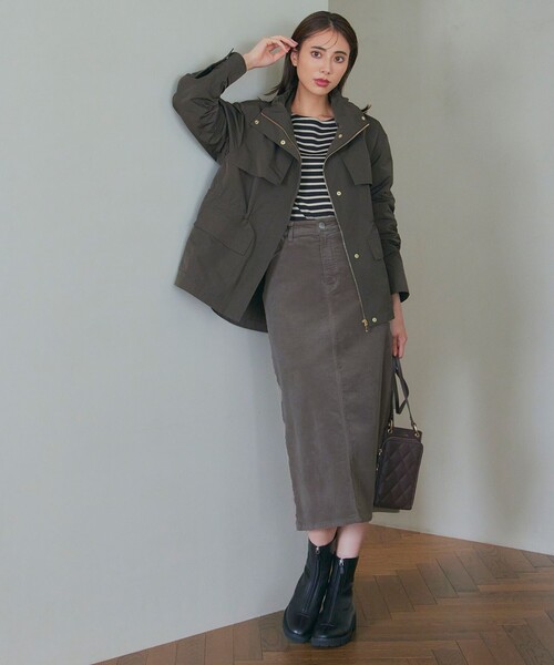 スカート 「洗える」23区DENIM ベルベットストレッチ Aライン
