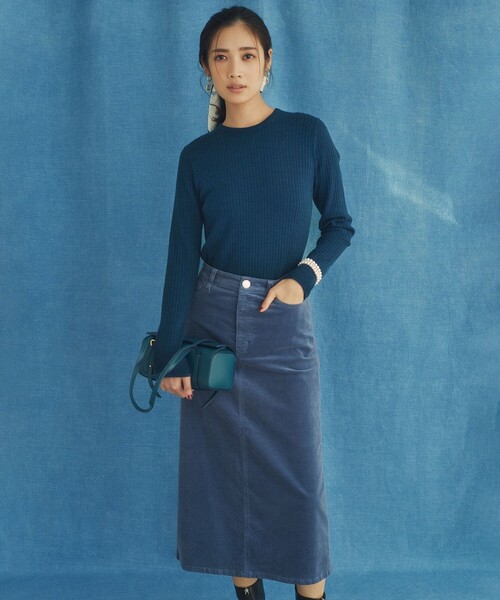 ★23区★ 【洗える】23区DENIM ベルベットストレッチ Aライン スカート 23区 スカート 「洗える」23区DENIM ベルベットストレッチ A