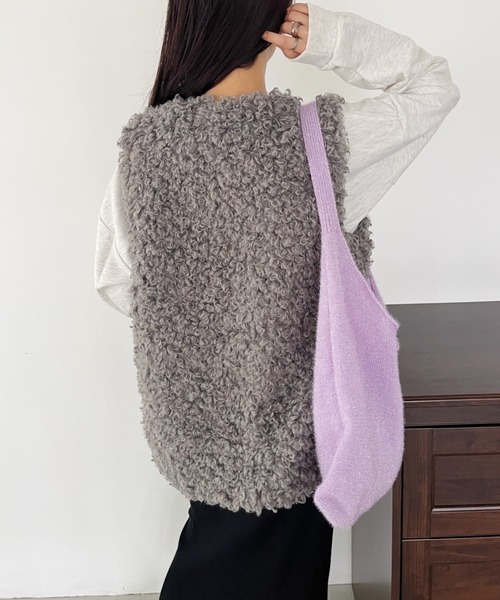 CLEA ベスト ジレ ボリュームプードルフェイクファーベスト レディース