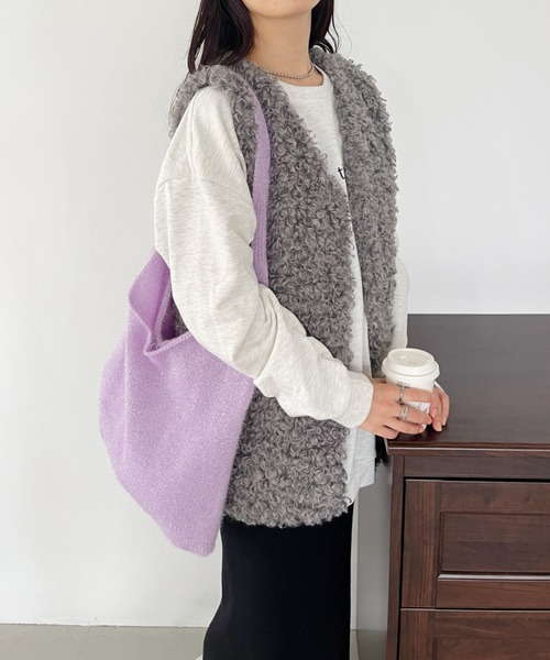 CLEA ベスト ジレ ボリュームプードルフェイクファーベスト レディース