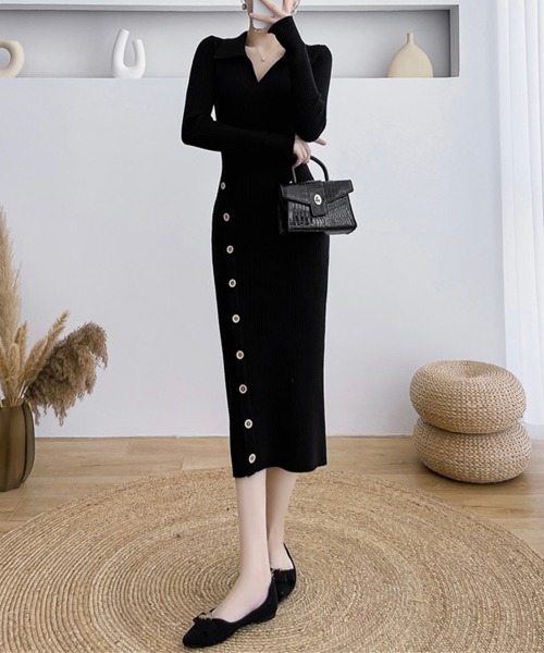 チャコット レースニット　カシュクールワンピース　黒　Mサイズ カシュクールレースワンピース(ネイビー)K1-333NA-M | OTONA DRESS